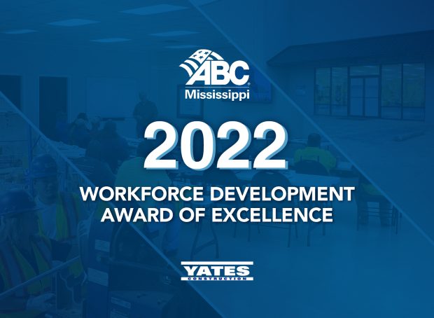 Yates Receives the 2022 ABC Mississippi Workforce Development Award of Excellence